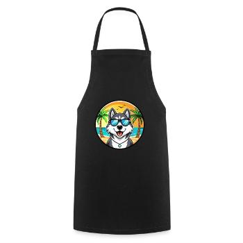 Husky Dog Drôle Dessin Animé Plage Lunettes De Soleil - Tablier de cuisine - noir - Devant - AI Model Male 185 dark (185cm)