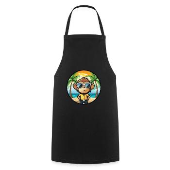 Affe Lustige Cartoon Sommer Strand Sonnenbrille Cool - Kochschürze - Schwarz - Vorne - AI Model Male 185 dark (185cm)