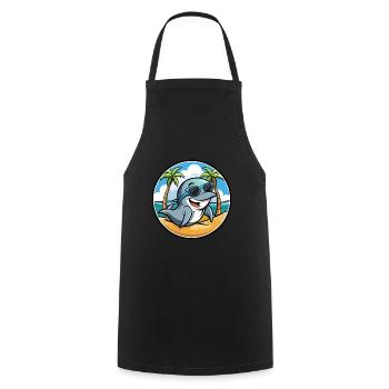 Dolphin Funny Cartoon Summer Beach Sunglasses Cool - Cooking Apron - black - Front - AI Model Male 185 dark (185cm)