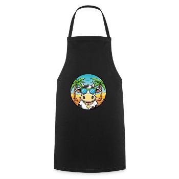 Kuh Lustige Cartoon Sommer Strand Sonnenbrille Aufkleber - Kochschürze - Schwarz - Vorne - AI Model Male 185 dark (185cm)