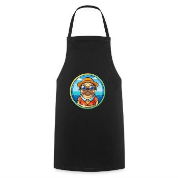 Pug Dog Funny Cartoon Summer Beach Sunglasses Cool - Cooking Apron - black - Front - AI Model Male 185 dark (185cm)