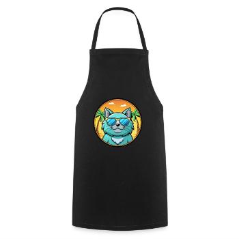Chartreux Cat Breed Cartoon Sunglasses Beach - Cooking Apron - black - Front - AI Model Male 185 dark (185cm)