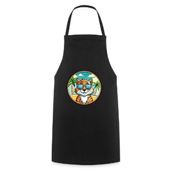 Tiger Katze Rasse Cartoon Sonnenbrille Strand - Kochschürze - Schwarz - Vorne - AI Model Male 185 dark (185cm)