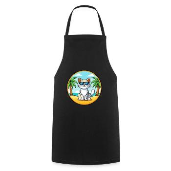 Turc Van Chat Race Dessin Animé Lunettes de Soleil Plage - Tablier de cuisine - noir - Devant - AI Model Male 185 dark (185cm)