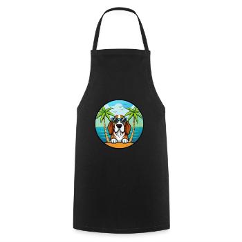 Basset Bleu De Gascogne Dog Breed Cartoon Beach - Cooking Apron - black - Front - AI Model Male 185 dark (185cm)
