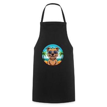 Border Terrier Dog Breed Cartoon Sunglasses Beach - Cooking Apron - black - Front - AI Model Male 185 dark (185cm)