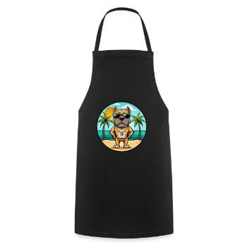 Bull Boxer Dog Breed Cartoon Sunglasses Beach - Cooking Apron - black - Front - AI Model Male 185 dark (185cm)