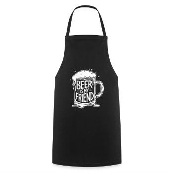 Bier Bierkrug Spruch Beer is my Friend - Kochschürze - Schwarz - Vorne - AI Model Male 185 dark (185cm)