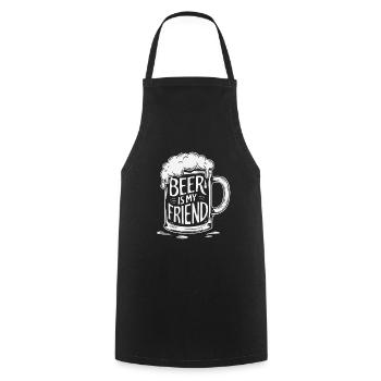 Bier Bierkrug Spruch Beer is my Friend - Kochschürze - Schwarz - Vorne - AI Model Male 185 dark (185cm)