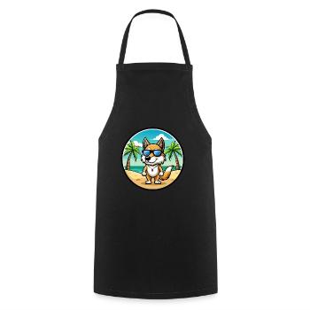Italien Volpino Chien Race Dessin Animé Lunettes De Soleil Plage - Tablier de cuisine - noir - Devant - AI Model Male 185 dark (185cm)