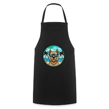 Mallorca Mastiff Dog Breed Cartoon Sunglass Beach - Cooking Apron - black - Front - AI Model Male 185 dark (185cm)