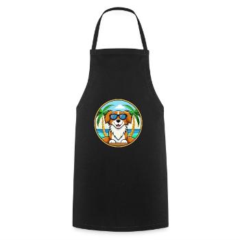 Nederlandse Kooikerhondje Race de chien Cartoon Beach - Tablier de cuisine - noir - Devant - AI Model Male 185 dark (185cm)