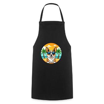Pembroke Welsh Corgi Dog Breed Cartoon Sunglasses - Cooking Apron - black - Front - AI Model Male 185 dark (185cm)