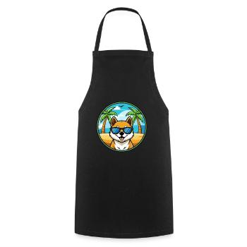 Shikoku Dog Breed Cartoon Sunglasses Beach - Cooking Apron - black - Front - AI Model Male 185 dark (185cm)
