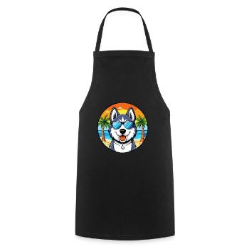Siberian Husky Chien Race Dessin Animé Lunettes De Soleil Plage - Tablier de cuisine - noir - Devant - AI Model Male 185 dark (185cm)