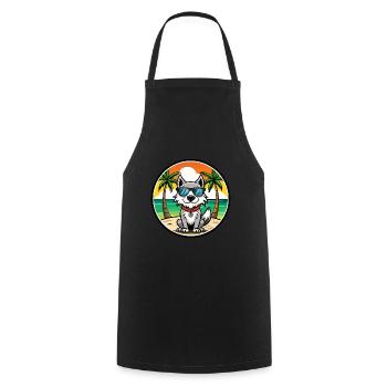 Taigan Kyrgyz Taighany Dog Breed Cartoon Beach - Cooking Apron - black - Front - AI Model Male 185 dark (185cm)