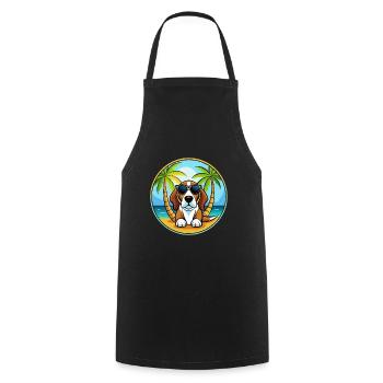 Basset Artesien Normand Dog Breed Cartoon Beach - Cooking Apron - black - Front - AI Model Male 185 dark (185cm)