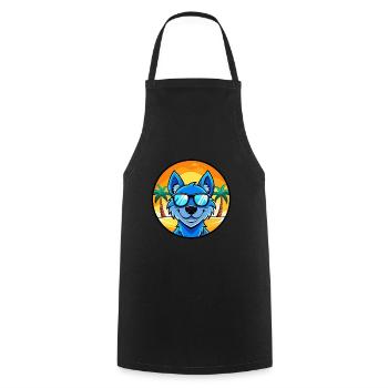 Lunettes de soleil de dessin animé de race de chien en dentelle bleue plage - Tablier de cuisine - noir - Devant - AI Model Male 185 dark (185cm)