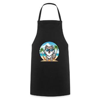Keeshond Dog Breed Cartoon Sunglasses Beach - Cooking Apron - black - Front - AI Model Male 185 dark (185cm)