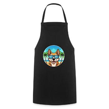 Lundehund Chien Race Dessin Animé Lunettes De Soleil Plage - Tablier de cuisine - noir - Devant - AI Model Male 185 dark (185cm)