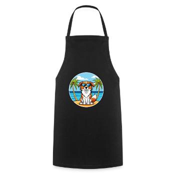 Nederlandse Kooikerhondje Race de chien Cartoon Beach - Tablier de cuisine - noir - Devant - AI Model Male 185 dark (185cm)