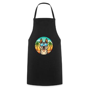 Nordamerikanischer Schäferhund Rasse Cartoon Beach - Kochschürze - Schwarz - Vorne - AI Model Male 185 dark (185cm)