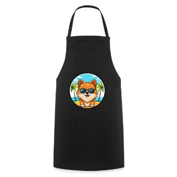 Poméranie Spitz allemand race de chien Cartoon Beach - Tablier de cuisine - noir - Devant - AI Model Male 185 dark (185cm)