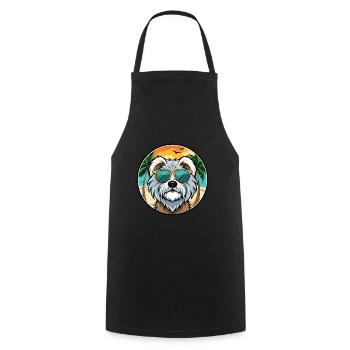Tibetan Terrier Dog Breed Cartoon Sunglasses Beach - Cooking Apron - black - Front - AI Model Male 185 dark (185cm)