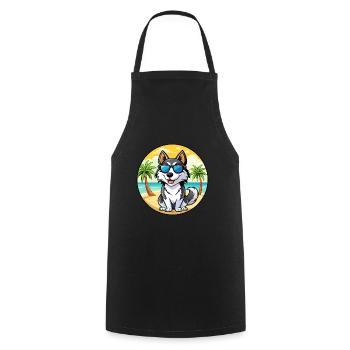 Siberian Husky Chien Race Dessin Animé Lunettes De Soleil Plage - Tablier de cuisine - noir - Devant - AI Model Male 185 dark (185cm)