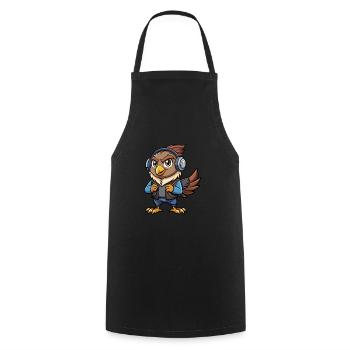Hawk Funny Cartoon Character Musique de casque - Tablier de cuisine - noir - Devant - AI Model Male 185 dark (185cm)