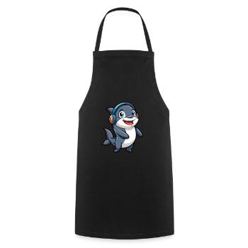 Orca Lustige Zeichentrickfigur Kopfhörer Musik - Kochschürze - Schwarz - Vorne - AI Model Male 185 dark (185cm)