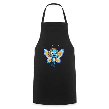 Papillon Drôle Dessin Animé Personnage Casque Musique - Tablier de cuisine - noir - Devant - AI Model Male 185 dark (185cm)