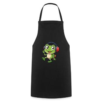 Frosch Lustige Zeichentrickfigur Kopfhörer Musik - Kochschürze - Schwarz - Vorne - AI Model Male 185 dark (185cm)