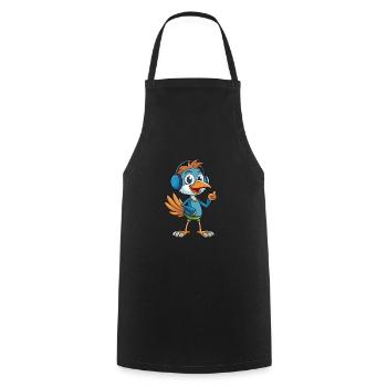 Strauß Lustige Zeichentrickfigur Kopfhörer Musik - Kochschürze - Schwarz - Vorne - AI Model Male 185 dark (185cm)