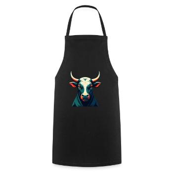 Bull Cartoon Character Colorful Pet Animal - Cooking Apron - black - Front - AI Model Male 185 dark (185cm)