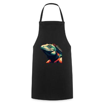 Iguana Cartoon Character Colorful Pet Animal - Cooking Apron - black - Front - AI Model Male 185 dark (185cm)