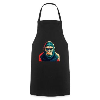 Gorilla Cartoon Figur Buntes Haustier Tier - Kochschürze - Schwarz - Vorne - AI Model Male 185 dark (185cm)