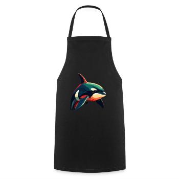 Orca Cartoon Character Colorful Pet Animal - Cooking Apron - black - Front - AI Model Male 185 dark (185cm)