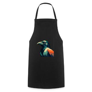 Corbeau Dessin animé Personnage Animal de compagnie coloré - Tablier de cuisine - noir - Devant - AI Model Male 185 dark (185cm)