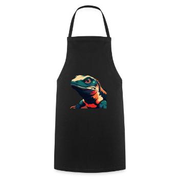 Lizard Cartoon Character Colorful Pet Animal - Cooking Apron - black - Front - AI Model Male 185 dark (185cm)