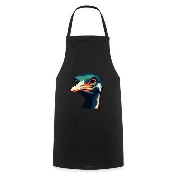 Ostrich Cartoon Character Colorful Pet Animal - Cooking Apron - black - Front - AI Model Male 185 dark (185cm)