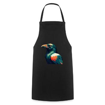 Crow Cartoon Character Colorful Pet Animal - Cooking Apron - black - Front - AI Model Male 185 dark (185cm)
