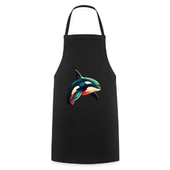 Orca Zeichentrickfigur Buntes Haustier Tier - Kochschürze - Schwarz - Vorne - AI Model Male 185 dark (185cm)