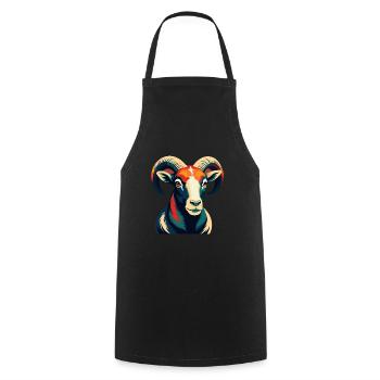 Ram Cartoon Character Colorful Pet Animal - Cooking Apron - black - Front - AI Model Male 185 dark (185cm)