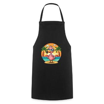 Flamingo Funny Cartoon Summer Beach Sunglasses - Cooking Apron - black - Front - AI Model Male 185 dark (185cm)