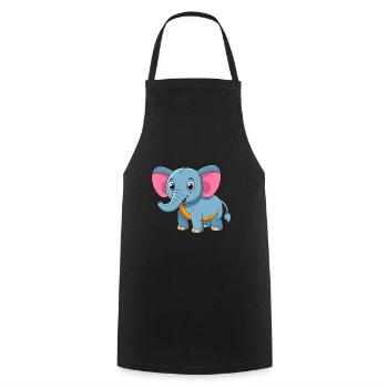 Elephant Cute Mascot Cartoon Character Kawaii - Cooking Apron - black - Front - AI Model Male 185 dark (185cm)
