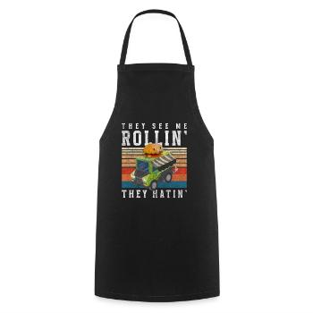 Fast Food Meals on Wheels Food Trucks - Cooking Apron - black - Front - AI Model Male 185 dark (185cm)
