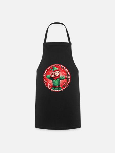 Weihnachtself Bogenschießen - Kochschürze - Schwarz