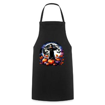 Chat effrayé, pas de friandises, juste des tours d’Halloween - Tablier de cuisine - noir - Devant - AI Model Male 185 dark (185cm)