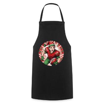 Elfe de Noël Football Américain - Tablier de cuisine - noir - Devant - AI Model Male 185 dark (185cm)